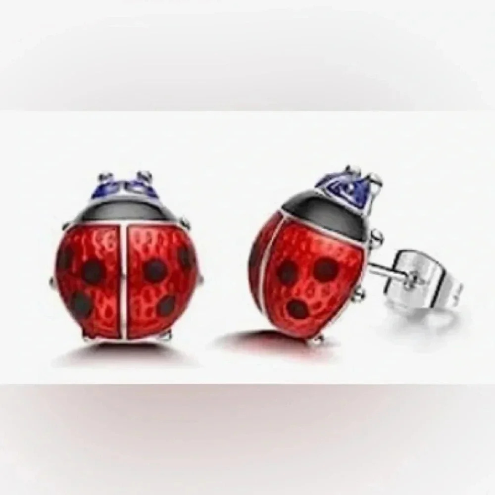 1 LEFT! HP! 🎉 Cute Mini Stainless Steel Ladybug Stud Earrings